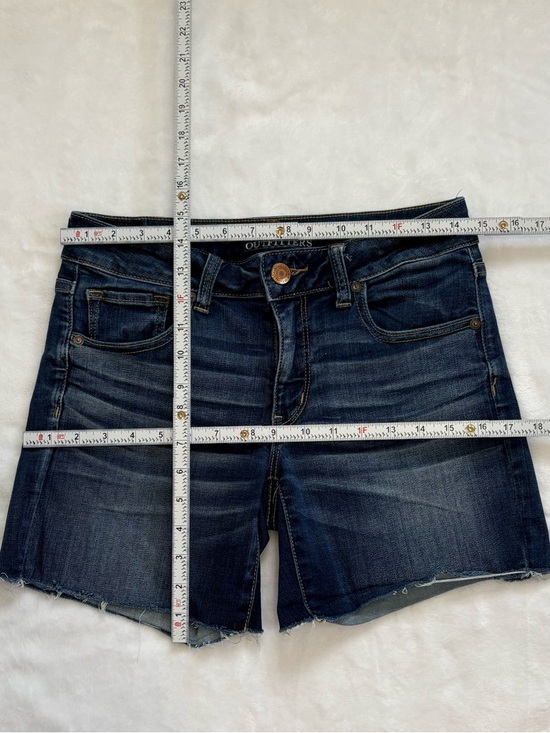 AMERICAN EAGLE OUTFITTERS Super Stretch MIDI Denim Jean Shorts Dark Wash 8 - Picture 8 of 8